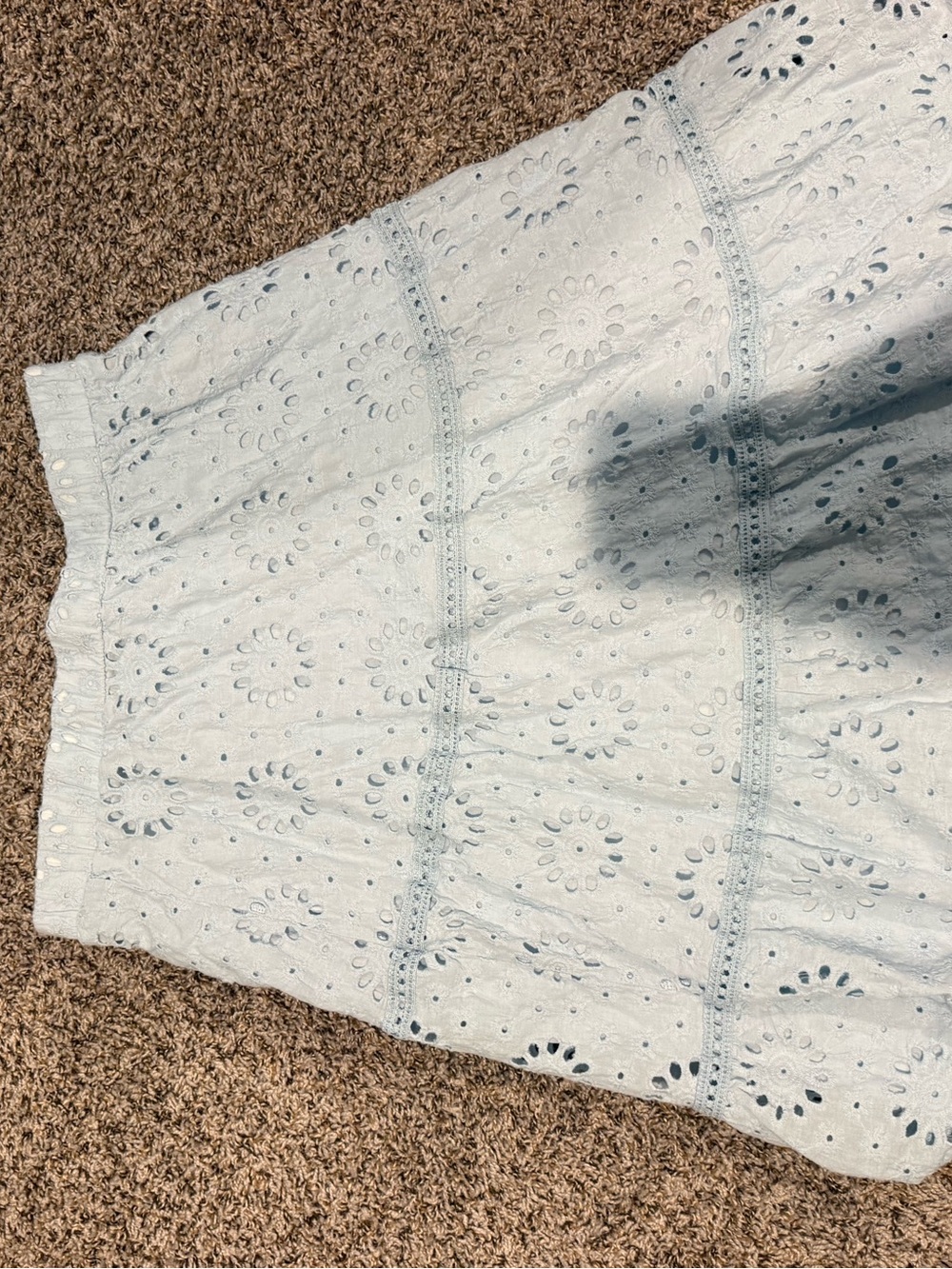 Light Blue Eyelet Short-Sleeve Women's Top Skirt set - Picture 5 of 5